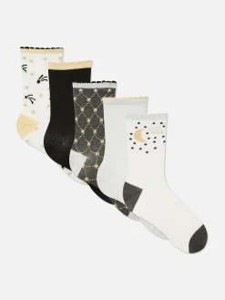 Pack De 5 Pares De Calcetines Cortos Con Estrellas