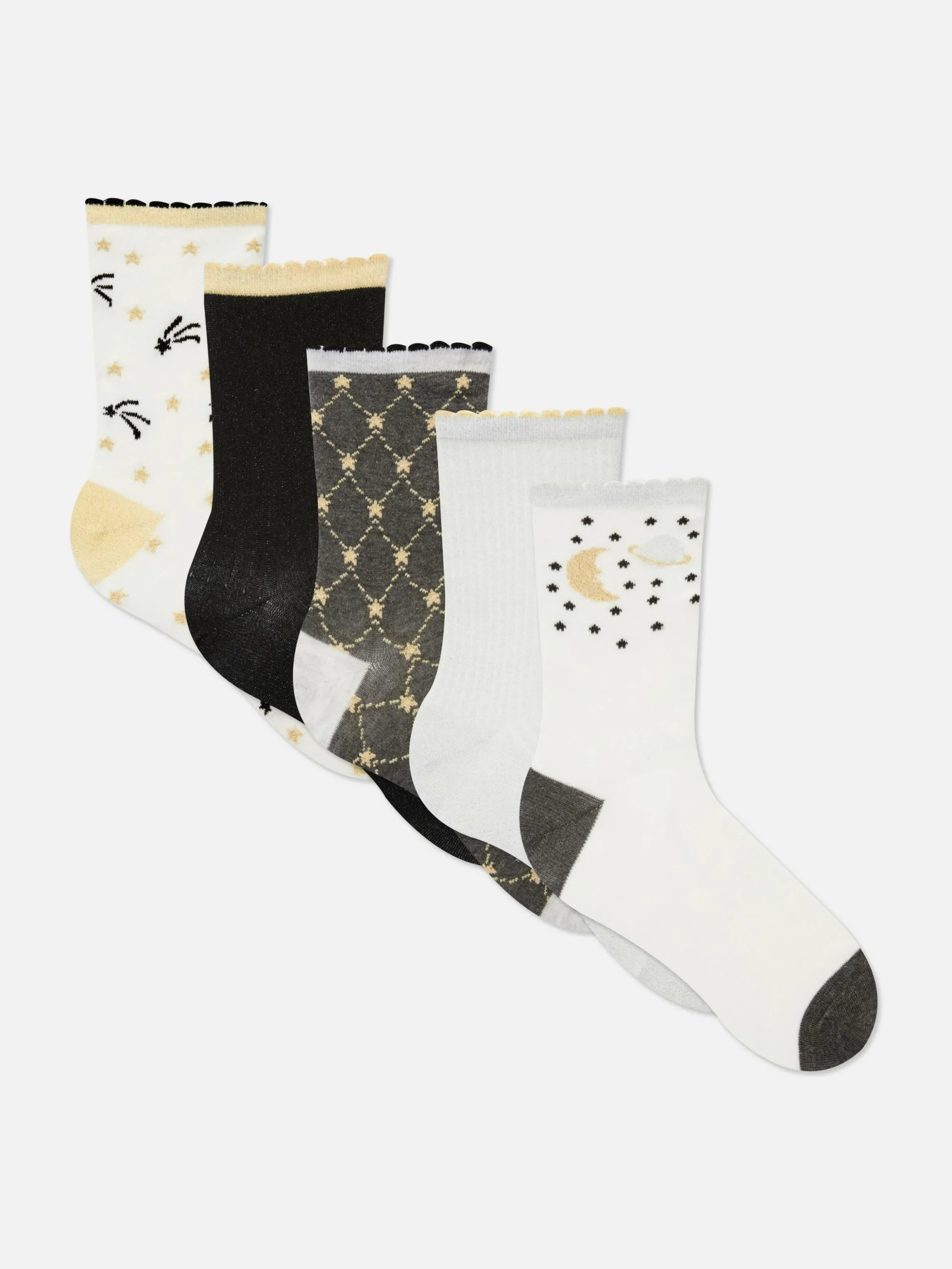 Pack De 5 Pares De Calcetines Cortos Con Estrellas
