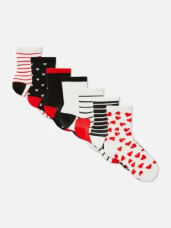 Pack De 7 Pares De Calcetines Bajos Con Corazones