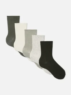 Pack De 5 Pares De Calcetines Altos Acanalados