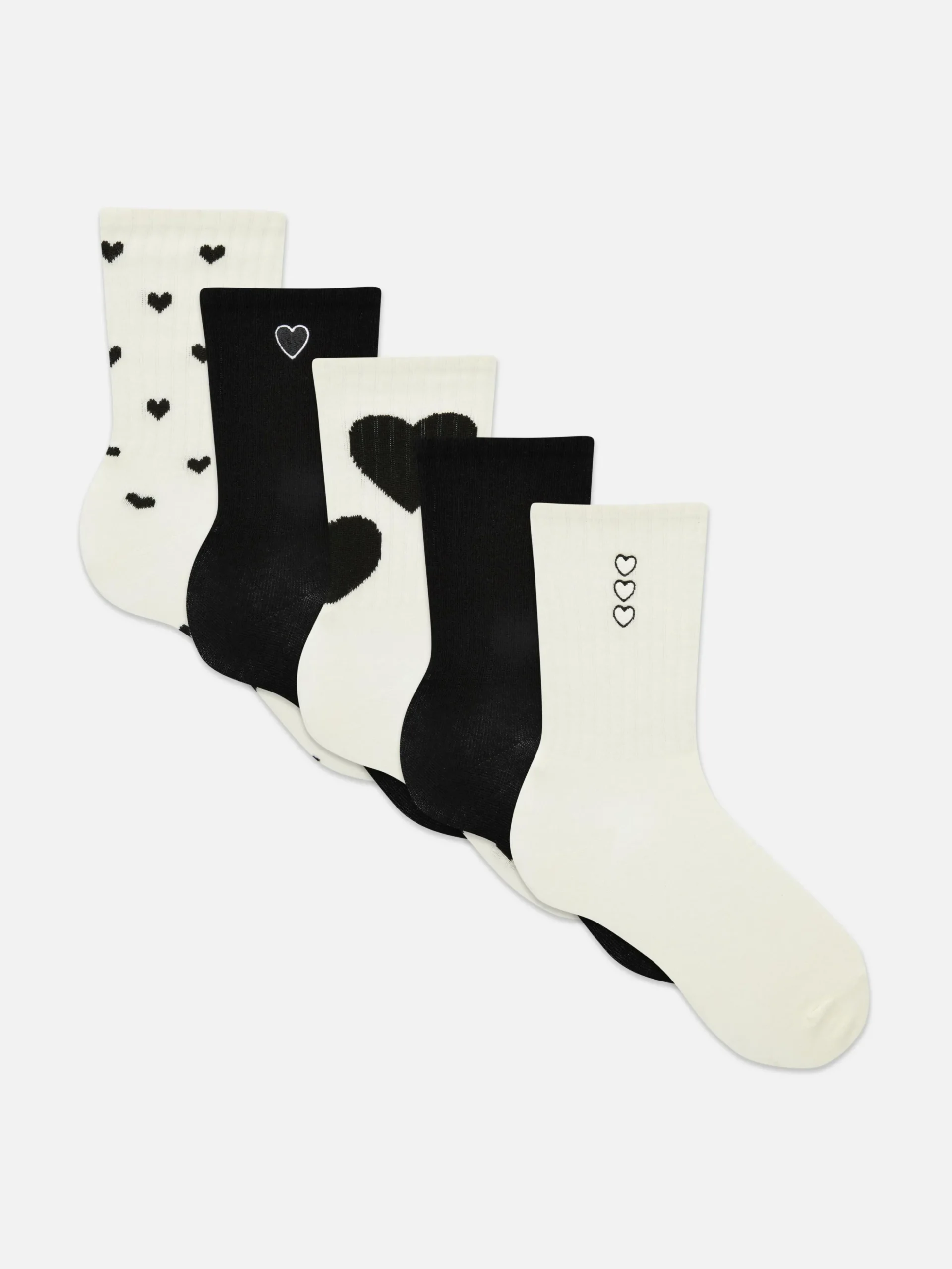 Pack De 5 Pares De Calcetines Altos Con Corazones