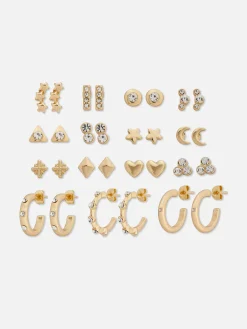 Pack De 15 Pares De Pendientes De Aro Y Botón