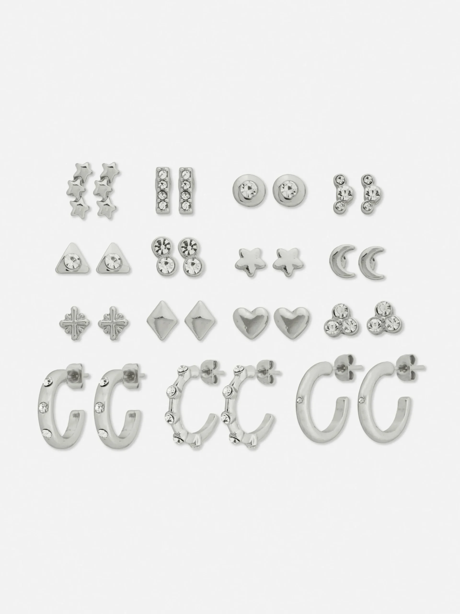 Pack De 15 Pares De Pendientes De Aro Y Botón