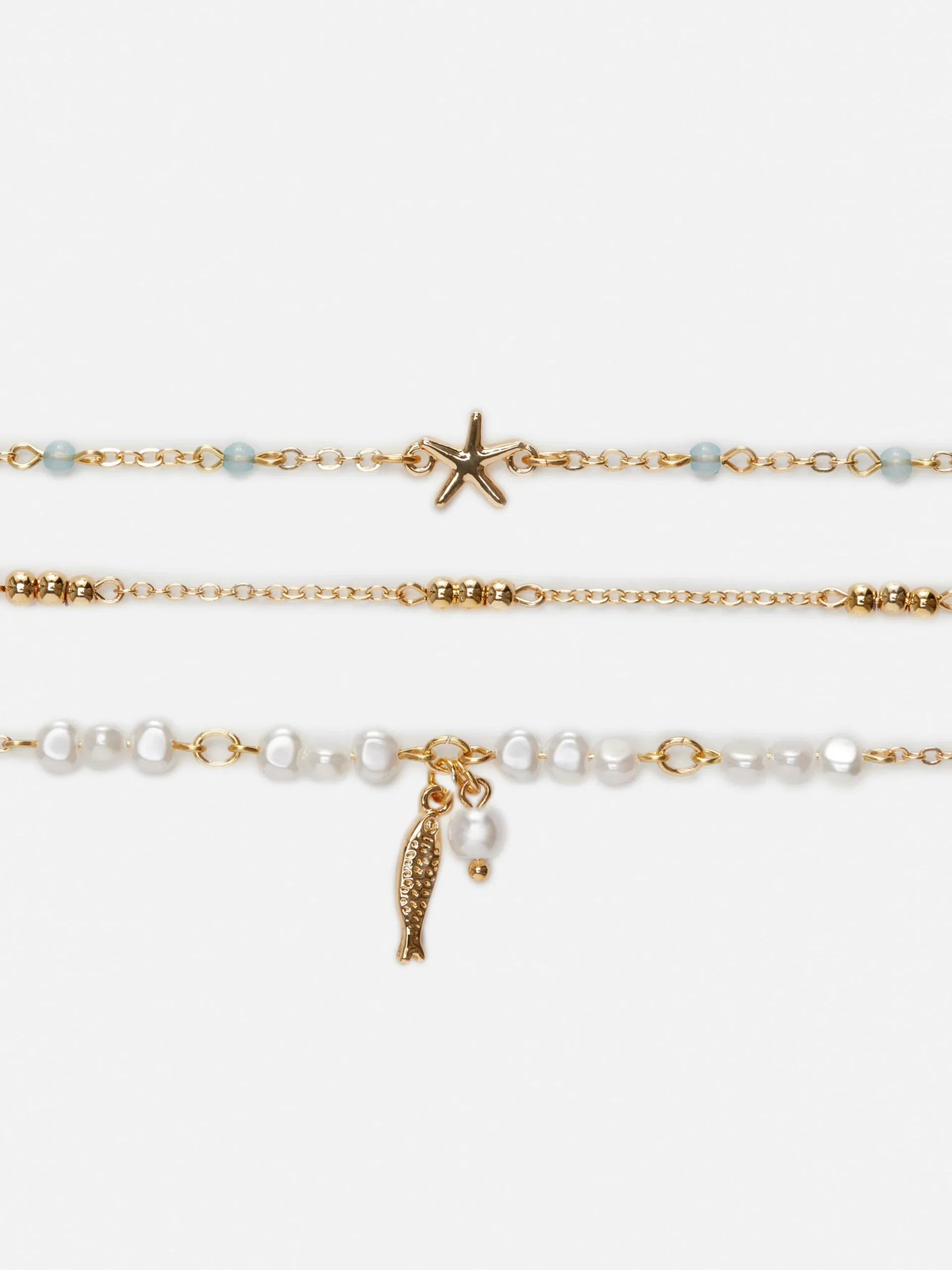 Pack De 3 Pulseras De Tobillo Con Dijes Marinos