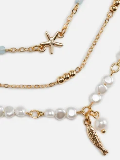 Pack De 3 Pulseras De Tobillo Con Dijes Marinos