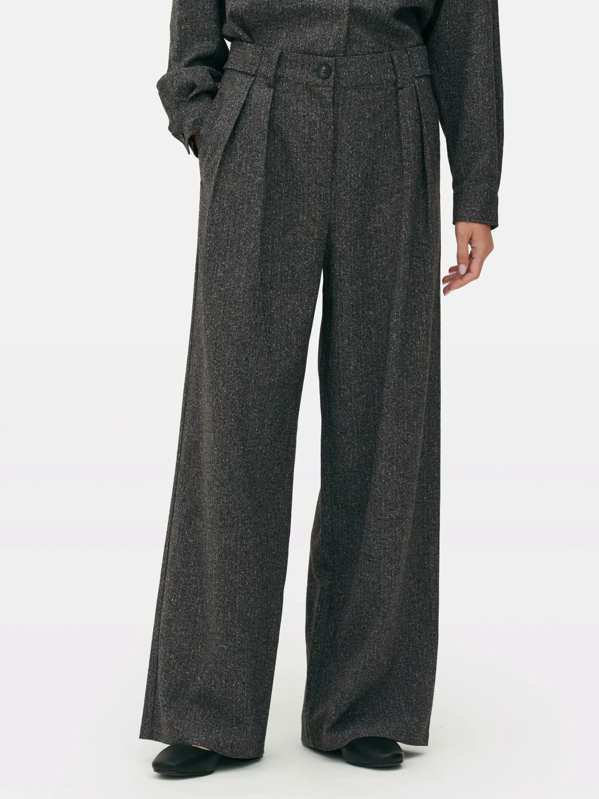 Pantalón Jaspeado De Pernera Ancha De The Edit