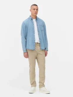 Pantalones Chinos Elásticos De Corte Entallado