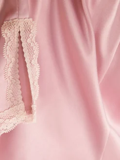 Pantalones Cortos De Pijama De Satén Con Encaje