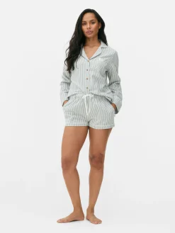 Pantalones Cortos De Pijama De Franela A Rayas