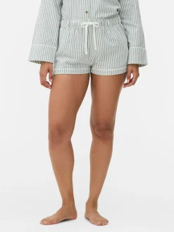 Pantalones Cortos De Pijama De Franela A Rayas