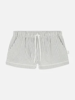 Pantalones Cortos De Pijama De Franela A Rayas