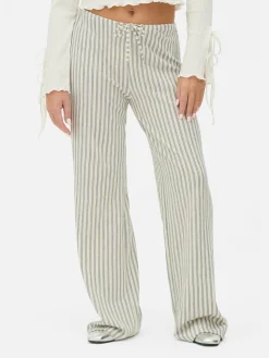 Pantalones De Pernera Ancha A Rayas