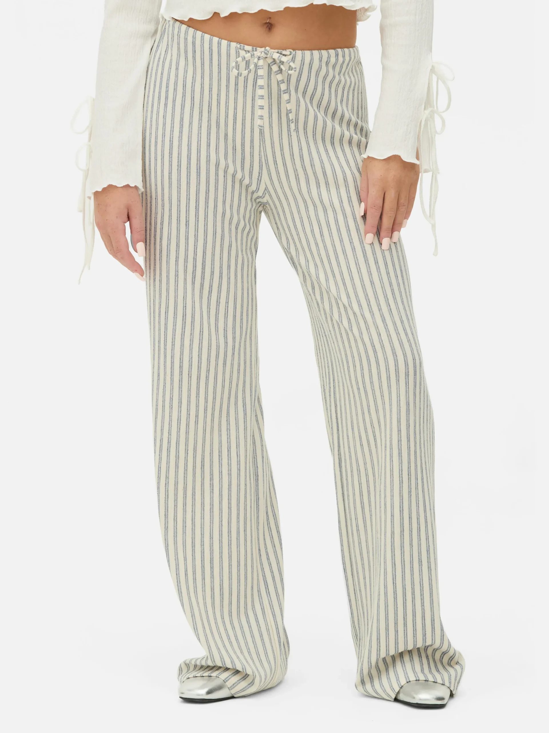 Pantalones De Pernera Ancha A Rayas