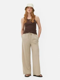 Pantalones Rectos Con Cordón De Ajuste