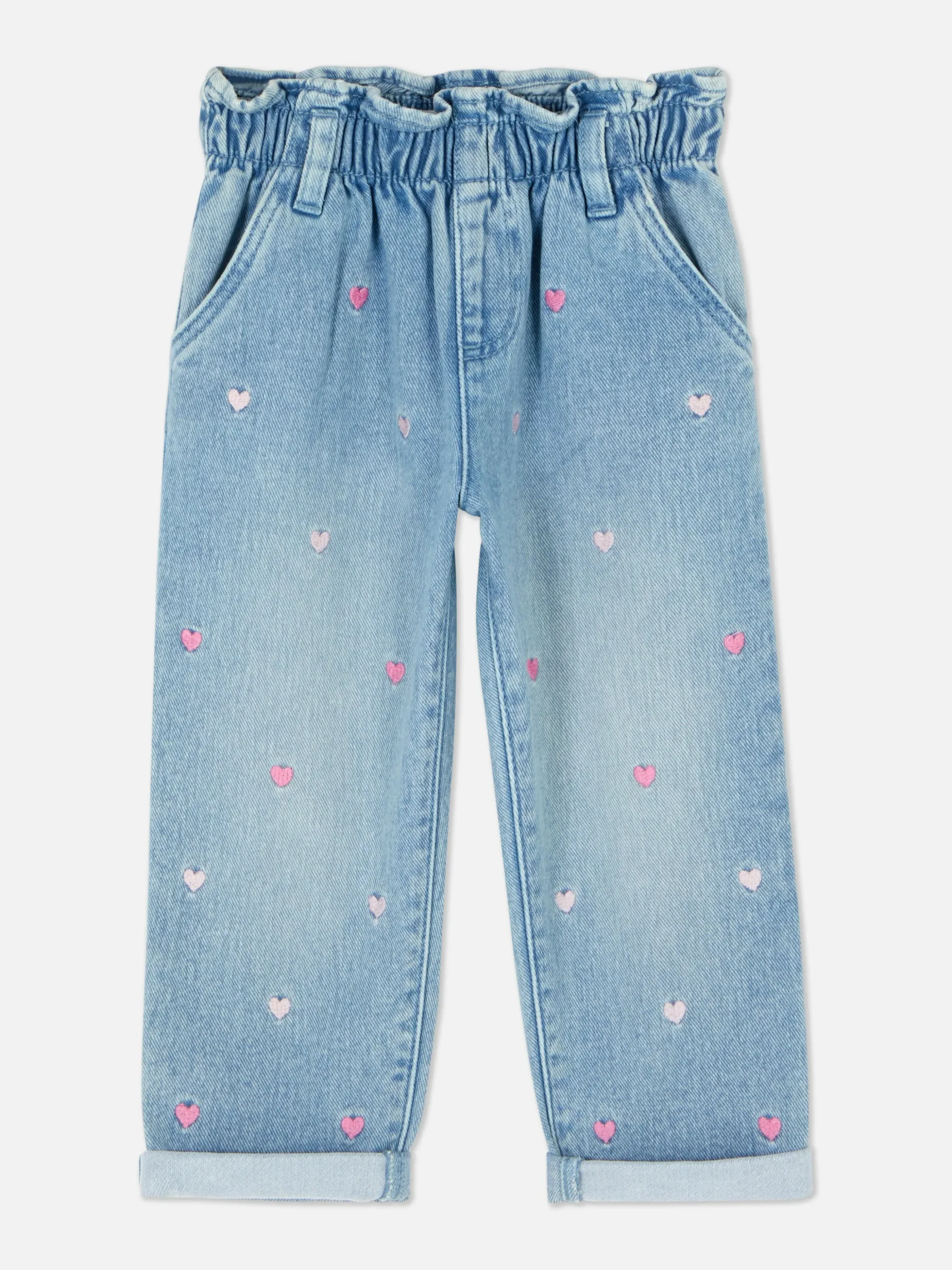 Pantalones Vaqueros Con Corazones Bordados