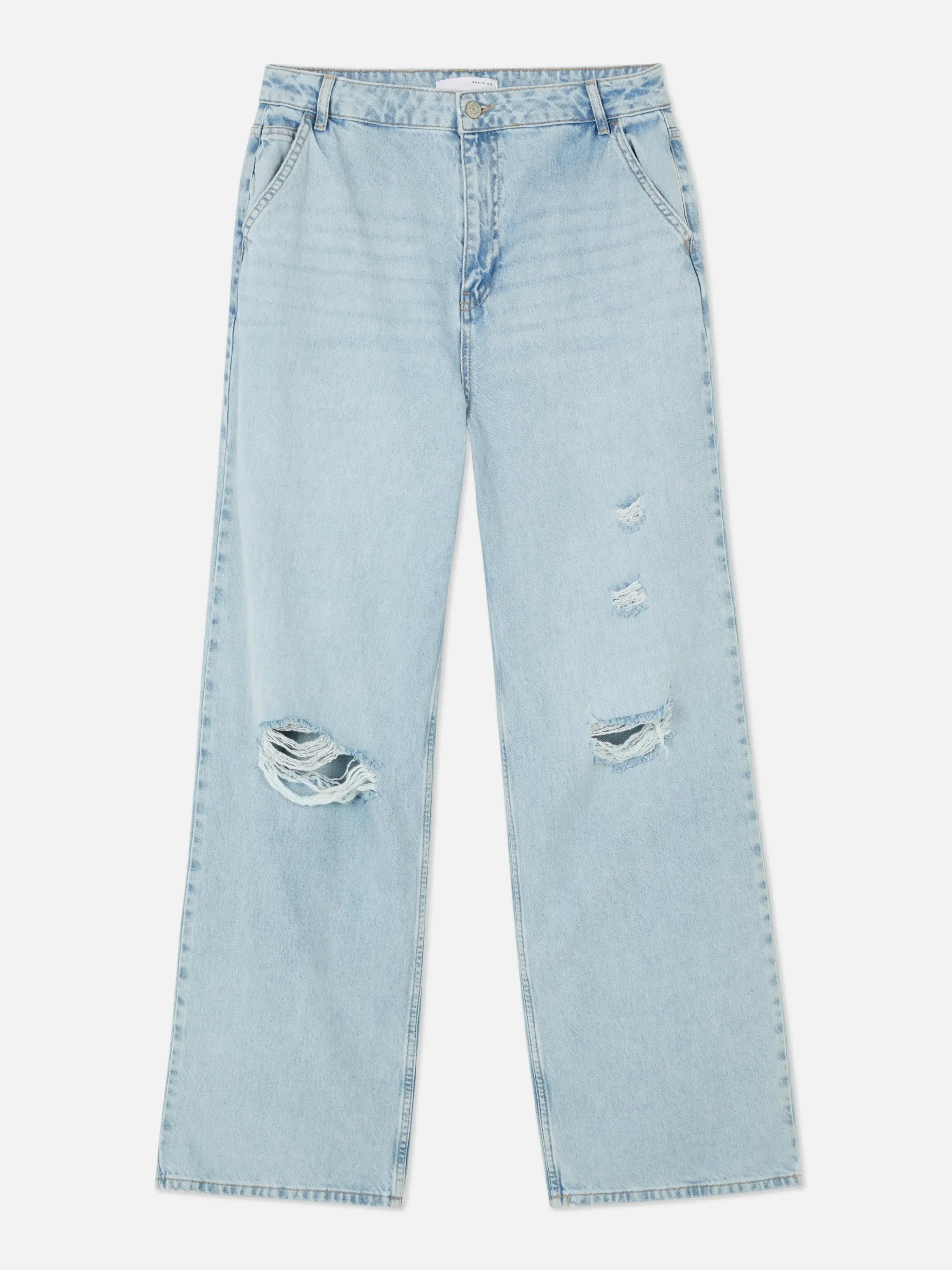 Pantalones Vaqueros De Pernera Ancha Desgastados