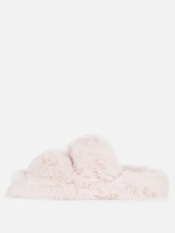 Pantuflas De Pelo Sintético Con Doble Tira