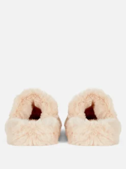 Pantuflas De Pelo Sintético Con Doble Tira