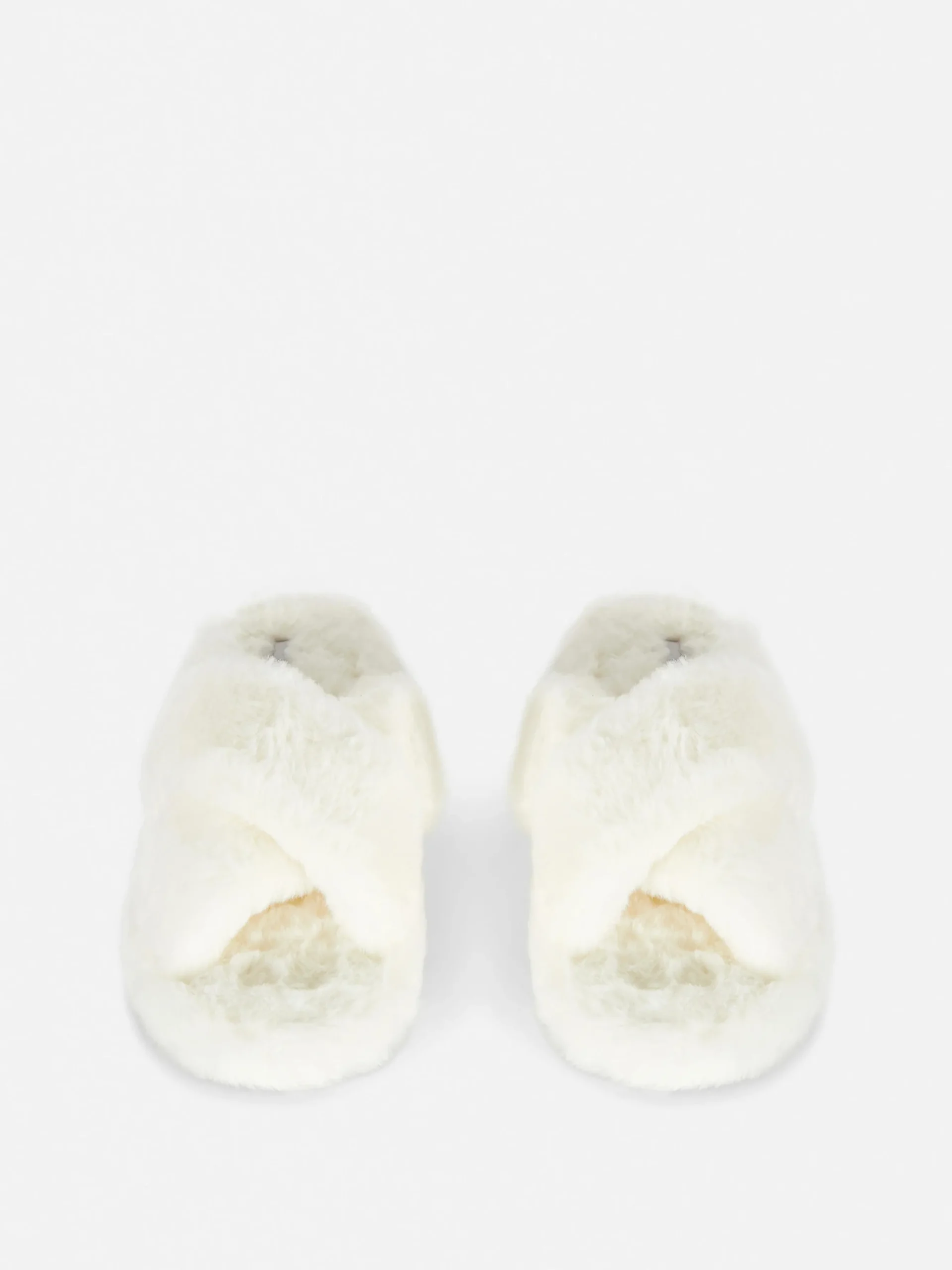 Pantuflas De Pelo Sintético Con Tiras Cruzadas