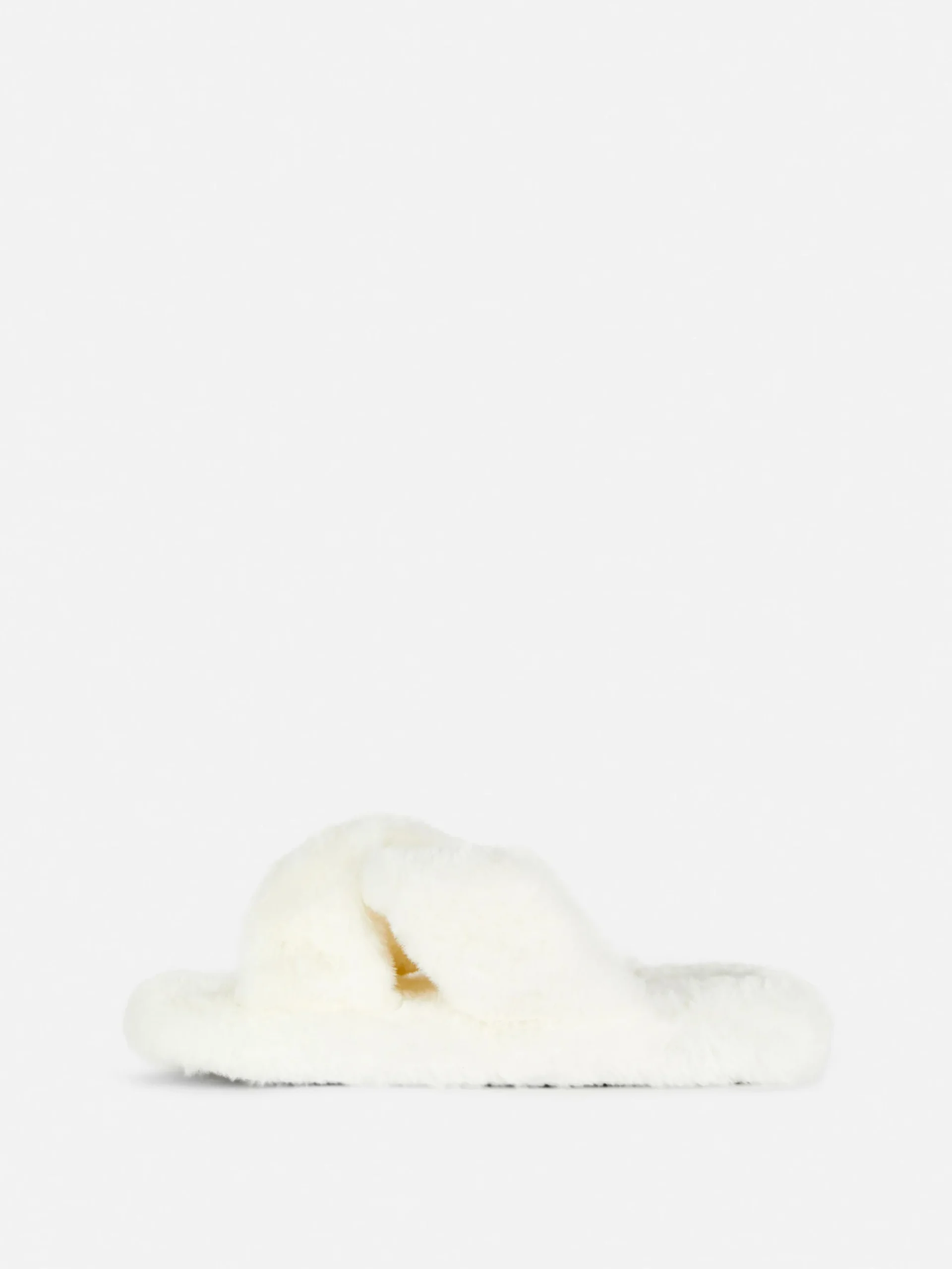 Pantuflas De Pelo Sintético Con Tiras Cruzadas