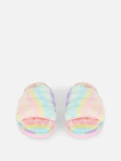 Pantuflas De Pelo Sintético Con Diseño Degradado