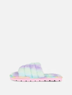 Pantuflas De Pelo Sintético Con Diseño Degradado