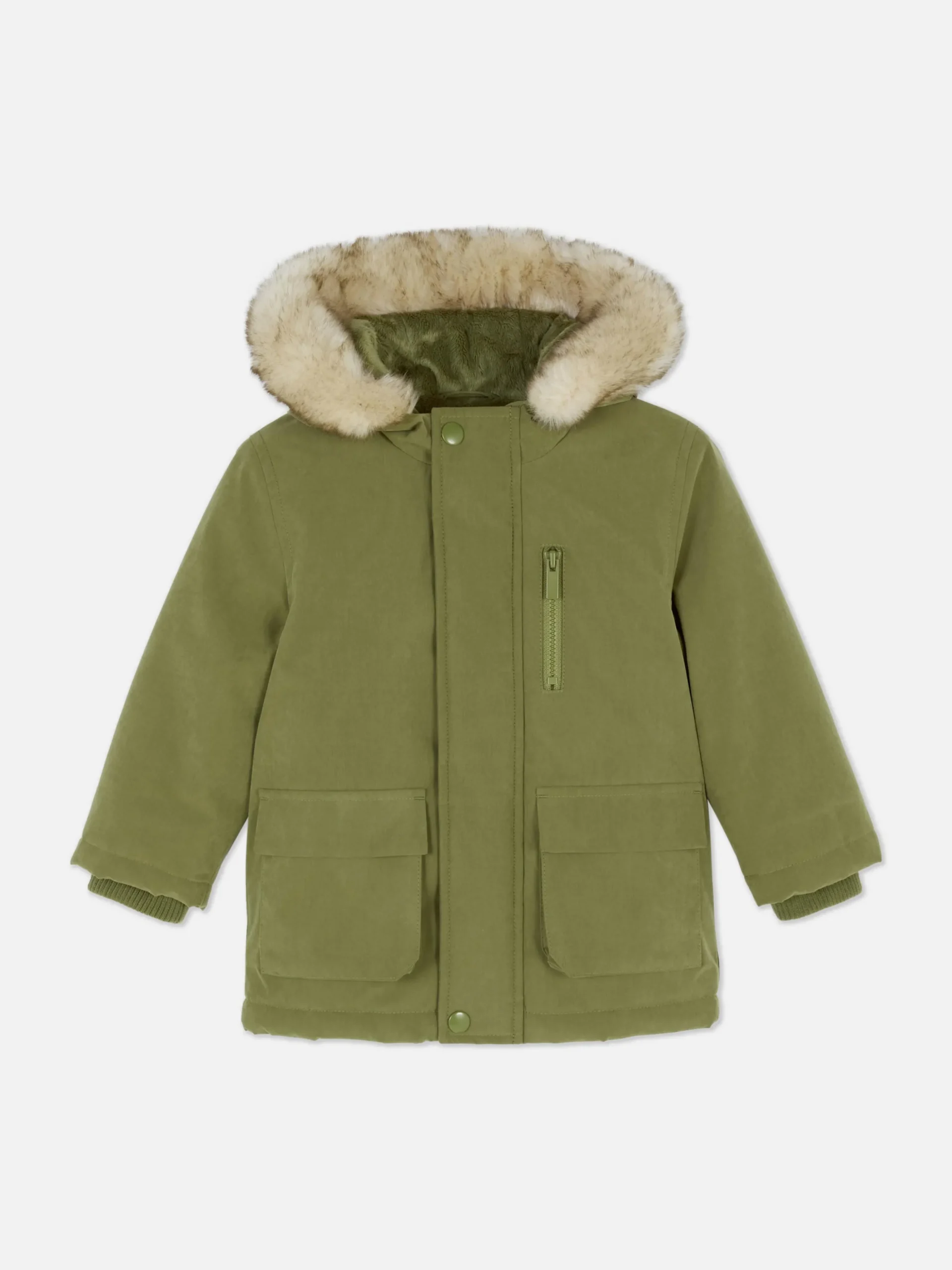 Parka De Pelo Sintético Con Capucha