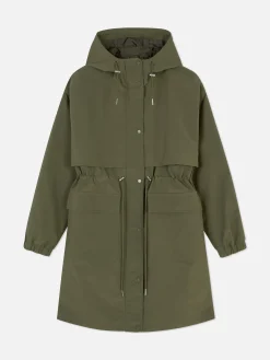 Parka Impermeable Con Cordón De Ajuste