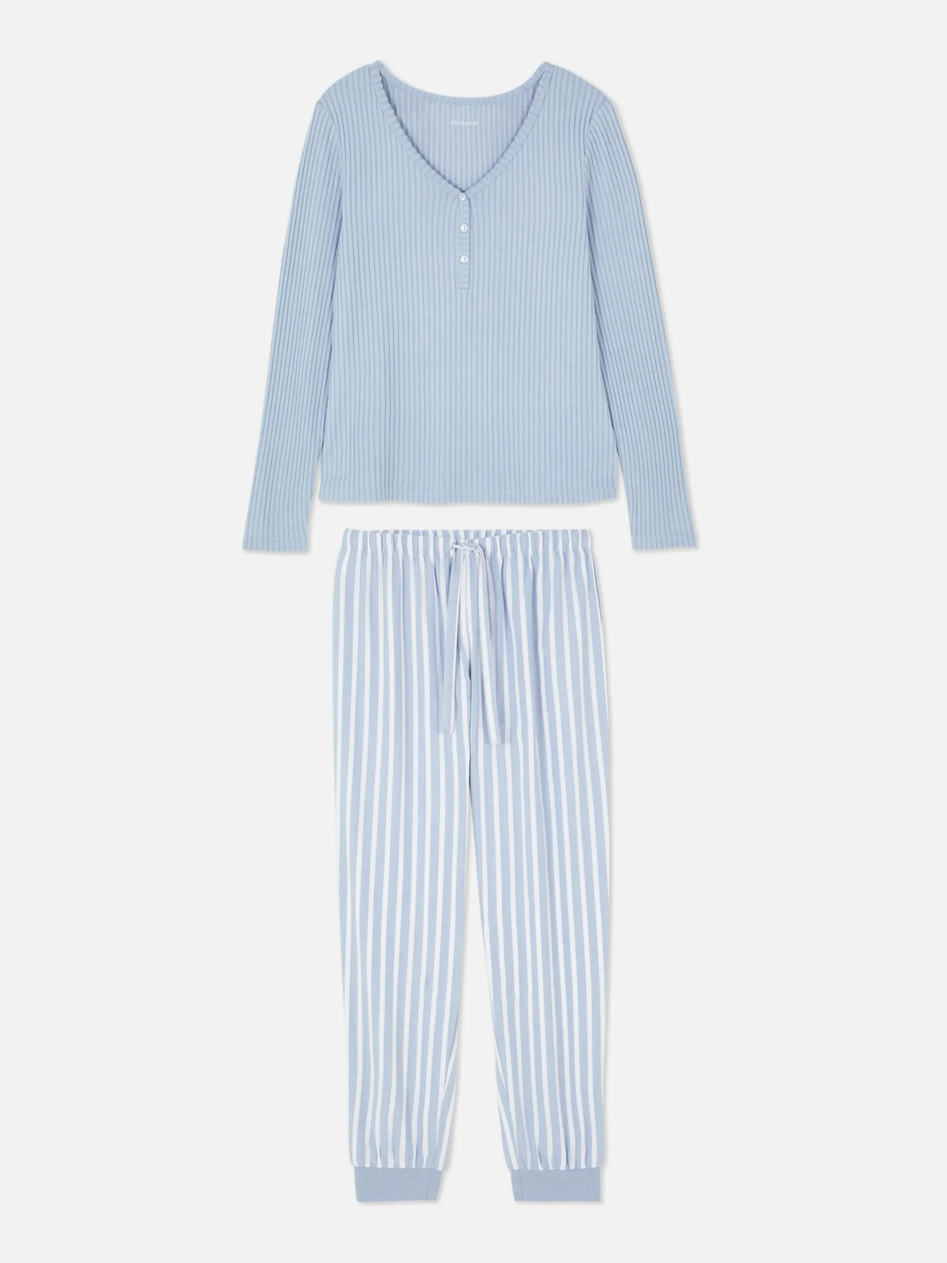 Pijama Con Camiseta De Cuello Henley Y Pantalones