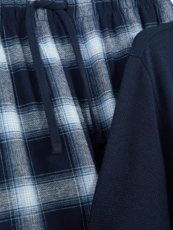 Pijama De Algodón Cepillado Con Estampado A Cuadros