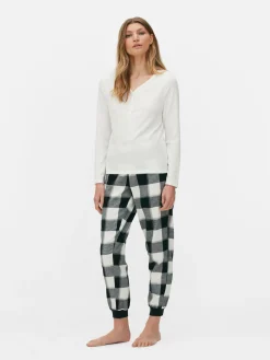 Pijama De Manga Larga Con Pantalones A Cuadros