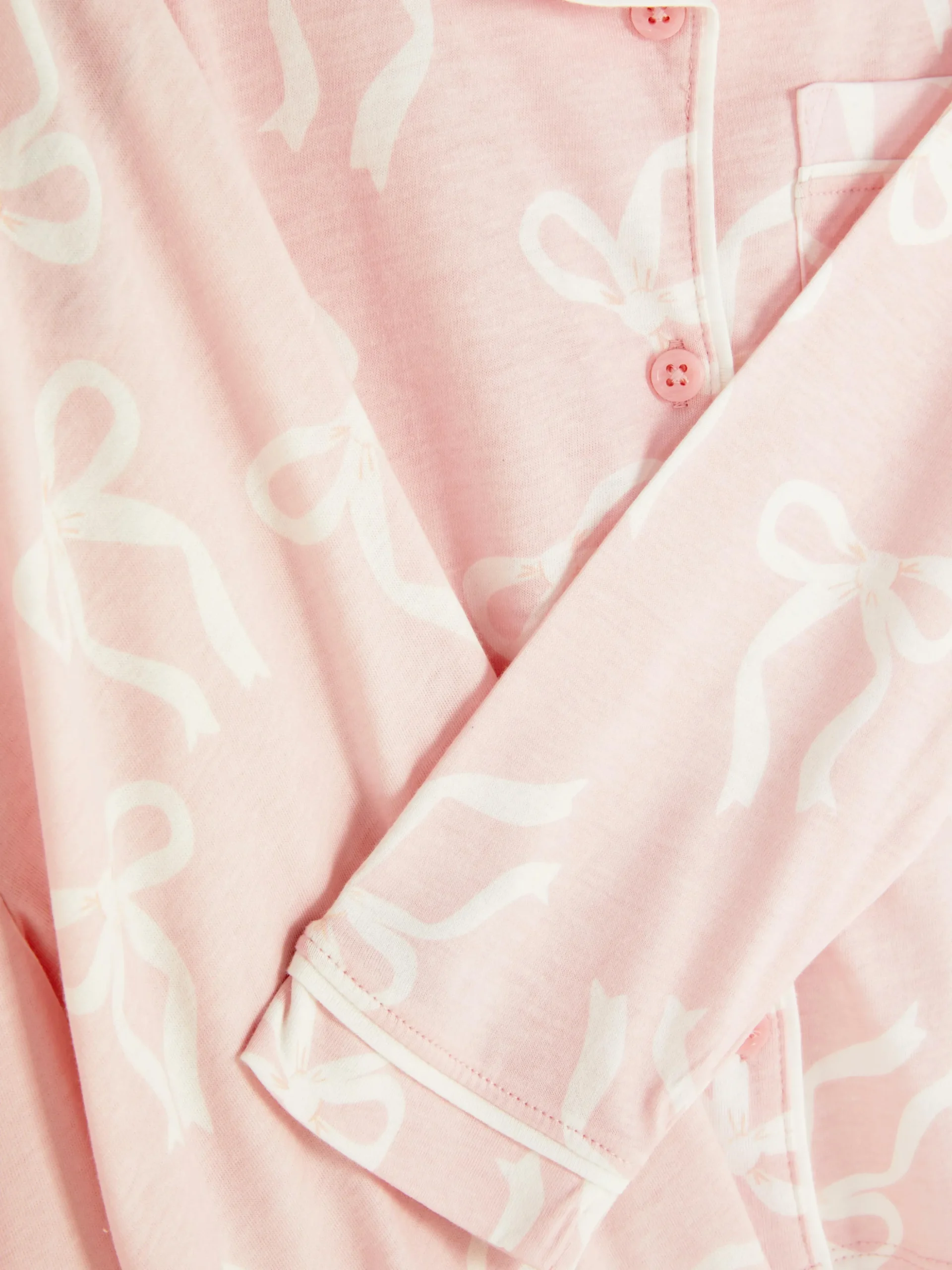 Pijama De Manga Larga Con Lazo