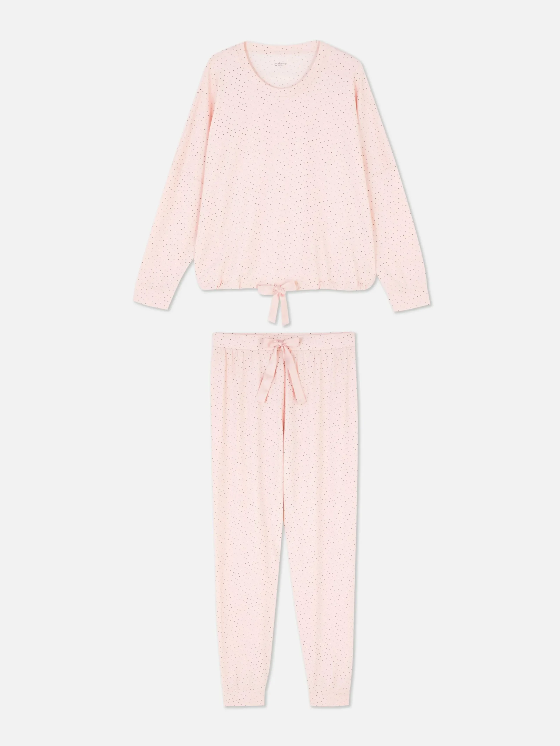 Pijama De Manga Larga Con Lazo Decorativo