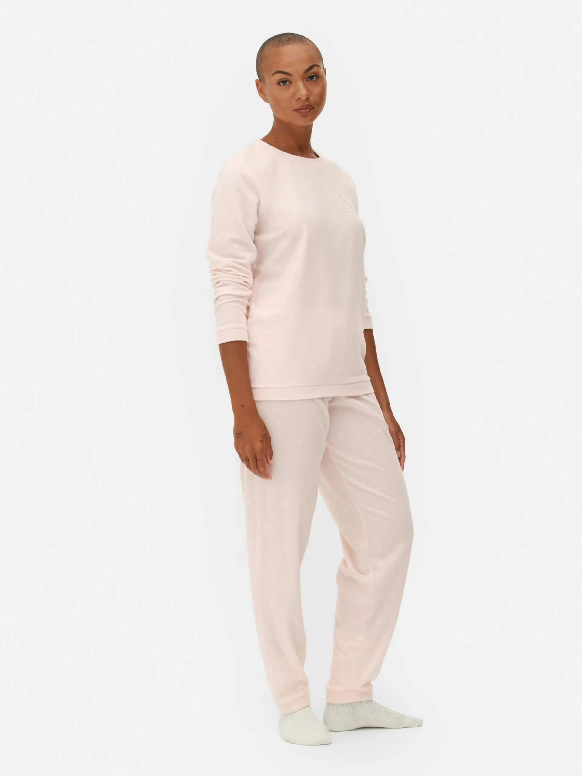 Pijama De Manga Larga De Microfelpa