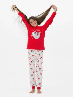 Pijama Polar Navideño Con Estampado De Perezoso