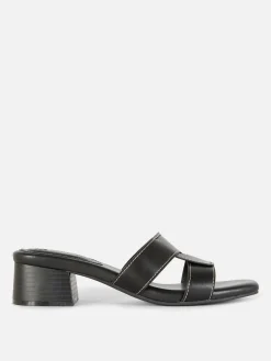 Sandalias De Tacón Con Tiras Unidas