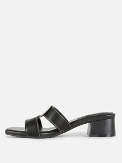 Sandalias De Tacón Con Tiras Unidas