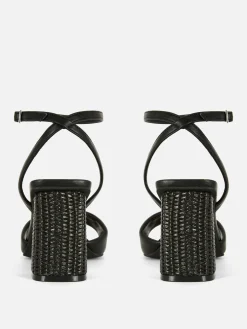 Sandalias De Tacón De Rafia De Horma Ancha