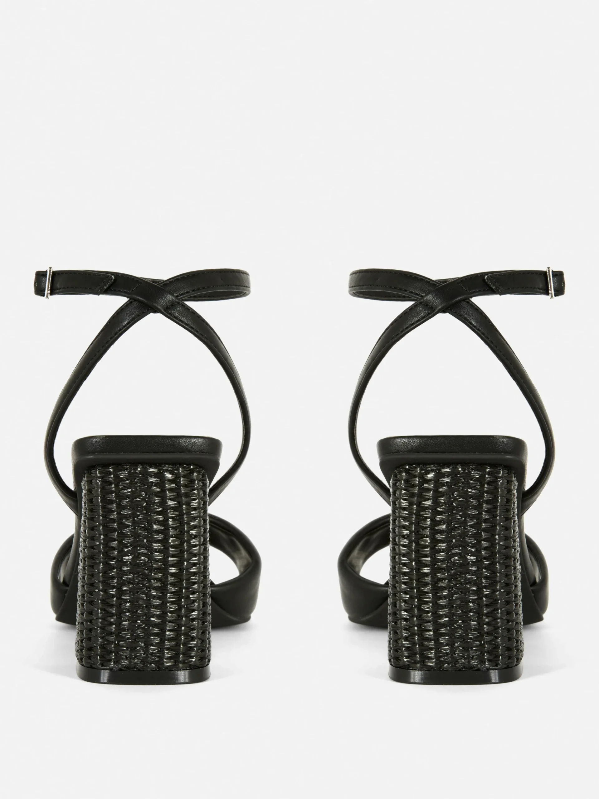 Sandalias De Tacón De Rafia De Horma Ancha