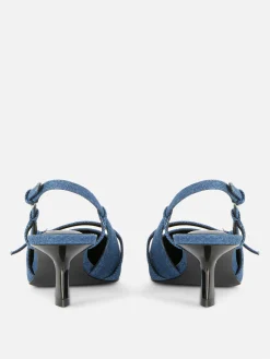 Sandalias Vaqueras Con Hebilla Y Tacón Chincheta