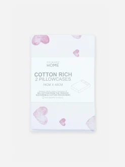 Set De 2 Fundas De Almohada De Algodón Con Corazones