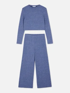 Set De Camiseta De Manga Larga Y Leggings De Canalé