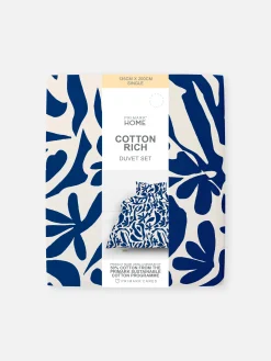 Set De Funda Nórdica Individual De Hojas Azul Marino