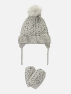 Set De Gorro Y Manoplas De Punto De Ochos