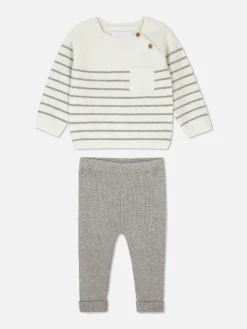 Set De Leggings Y Jersey De Punto A Rayas