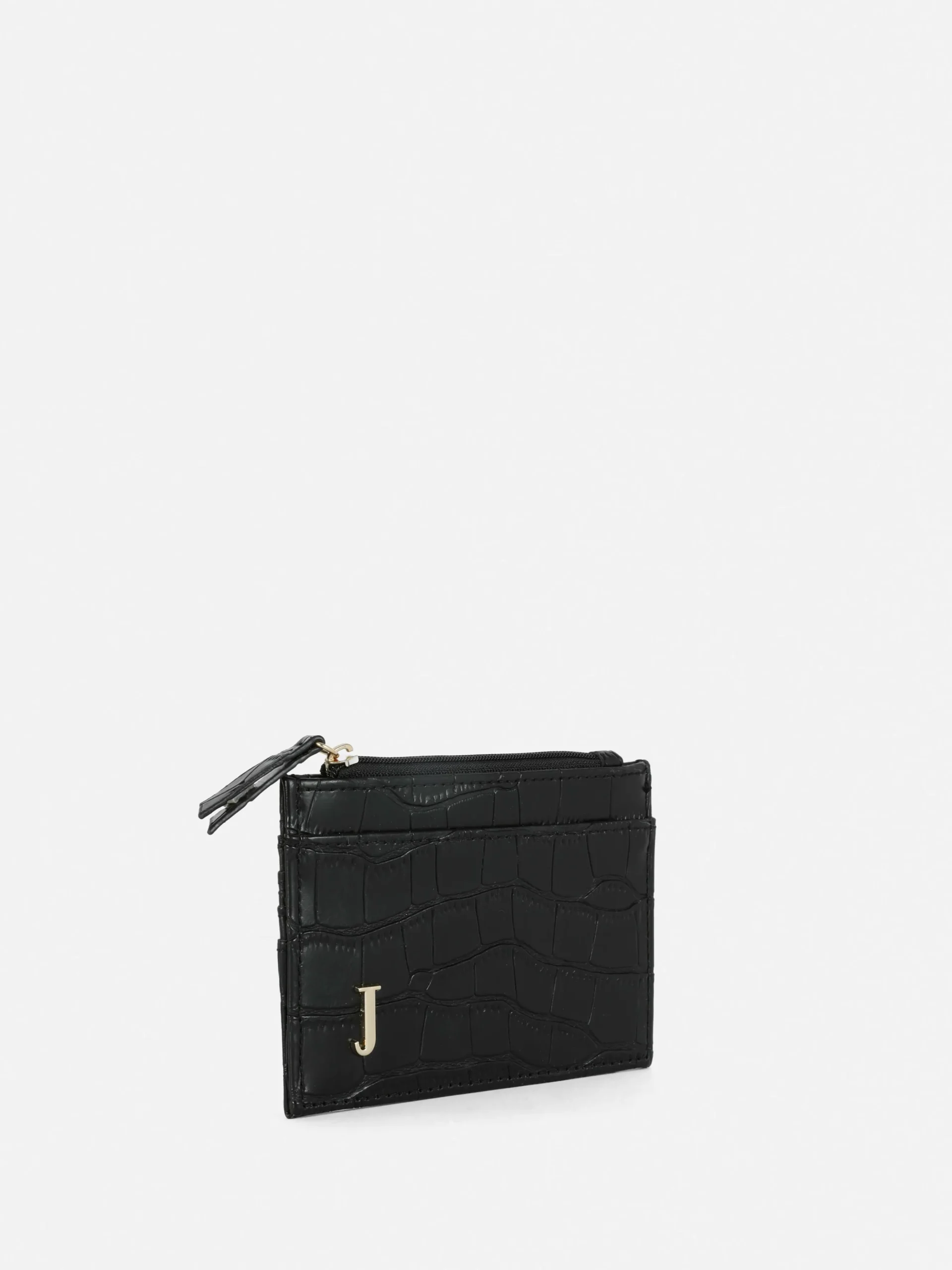 Tarjetero De Piel De Cocodrilo Sintética Con Inicial