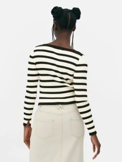 Top Acanalado Con Cuello Barco