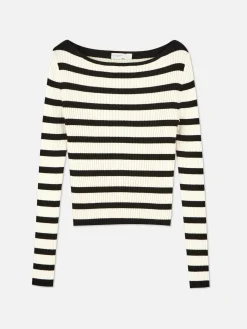 Top Acanalado Con Cuello Barco