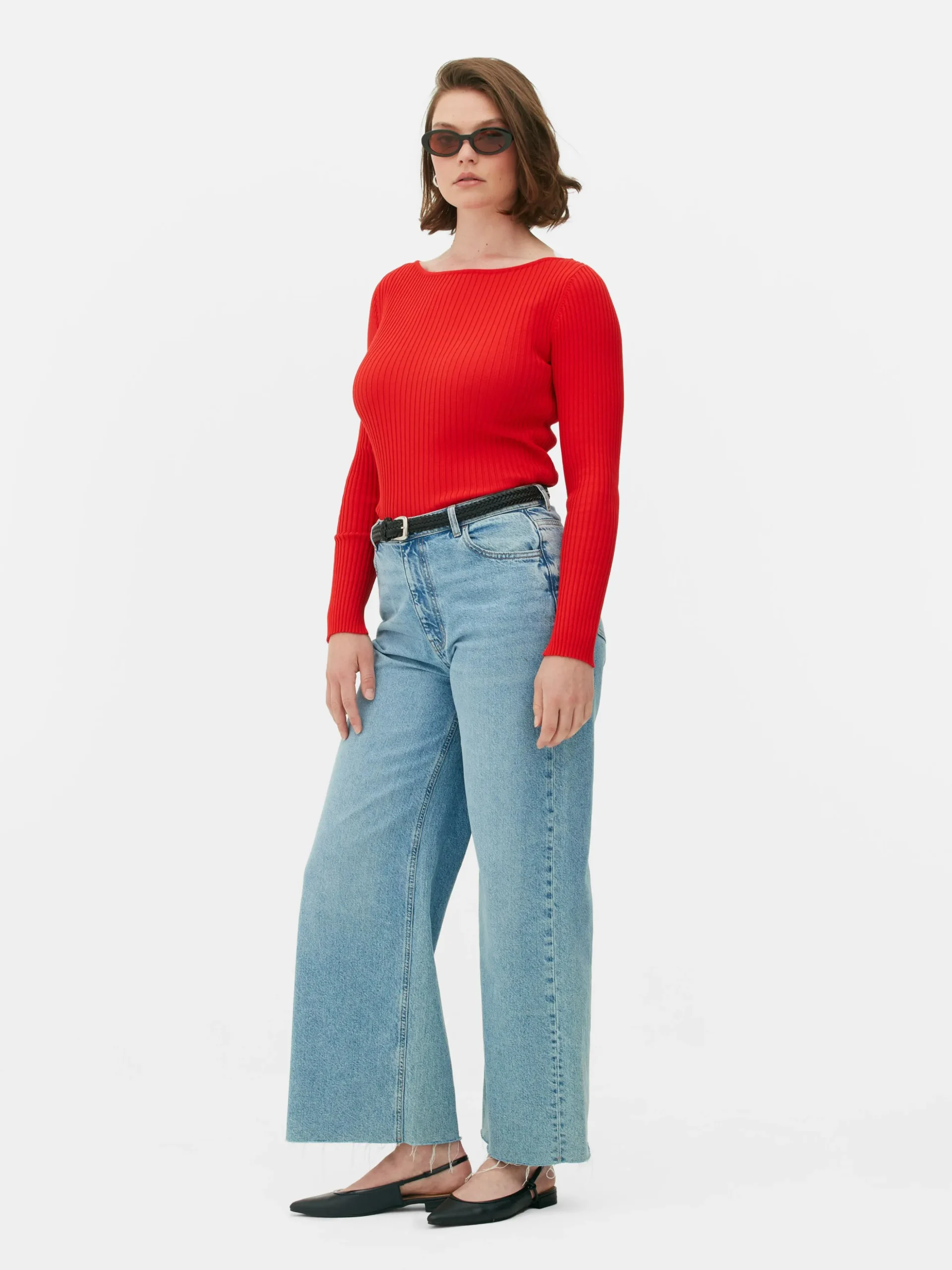 Top Acanalado Con Cuello Barco