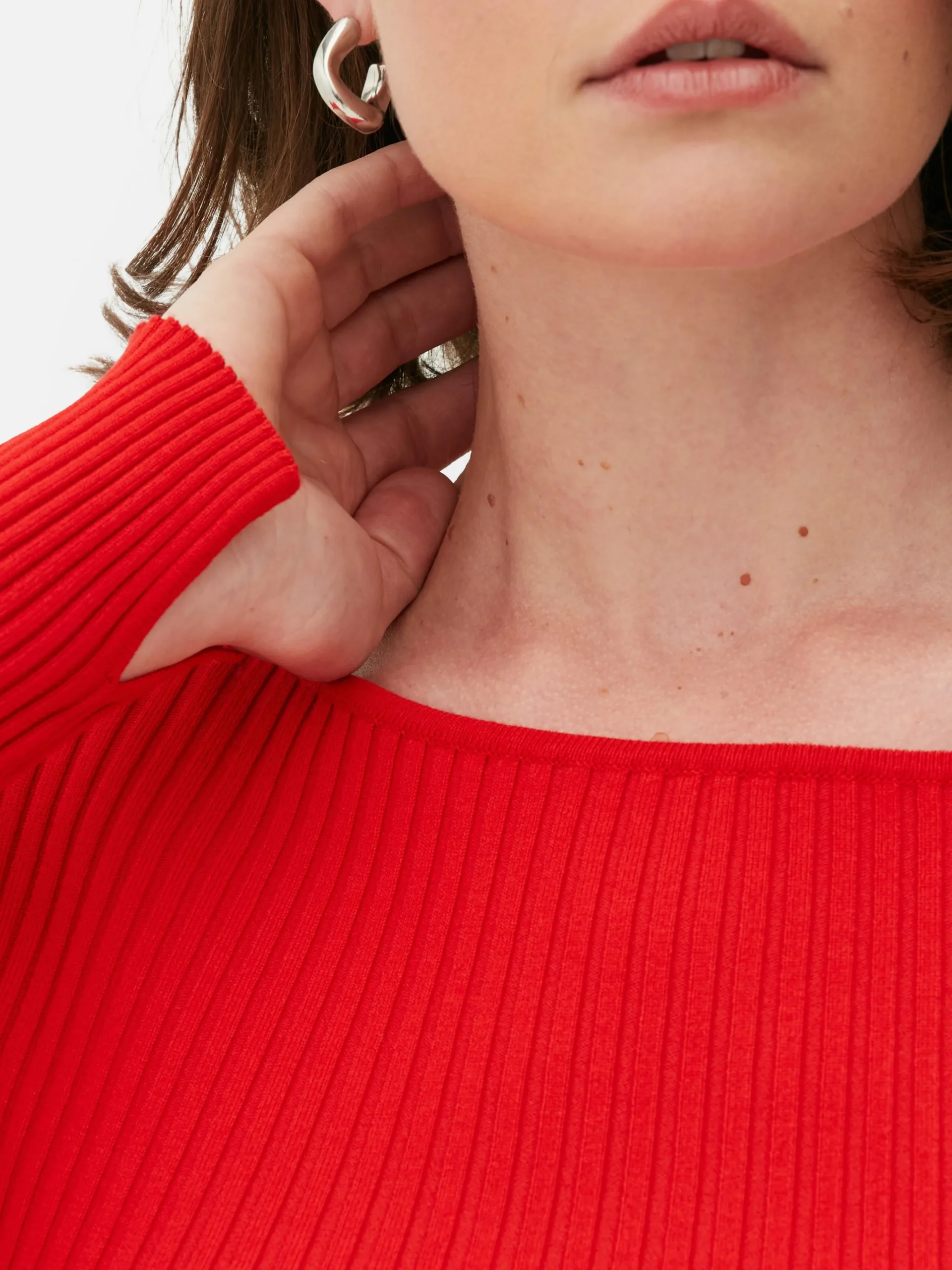 Top Acanalado Con Cuello Barco